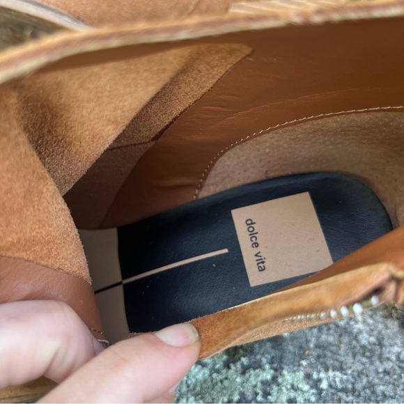 Dolce Vita Rila Cognac Brown Suede Block Heel Ankle Boots Size 6.5 - Picture 11 of 16